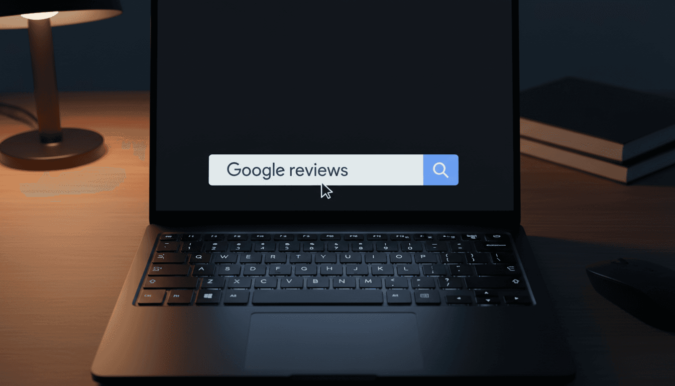 Laptop keyboard with Google search bar visible