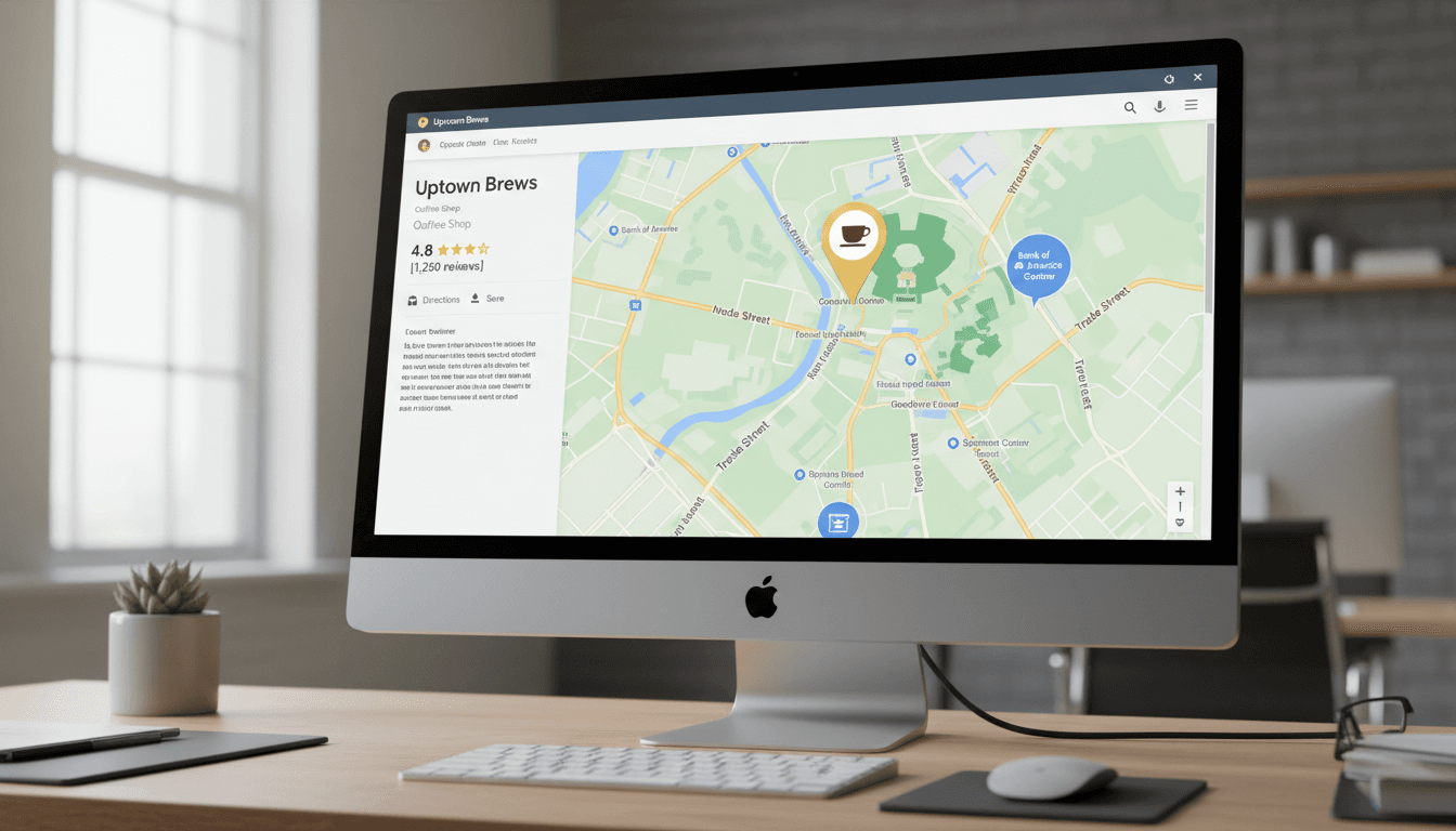 Google Maps showing a Charlotte business with prominent 5-star rating and reviews